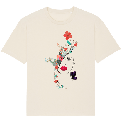 T-Shirt Ample Unisexe design fleuri minimaliste - Coton Bio